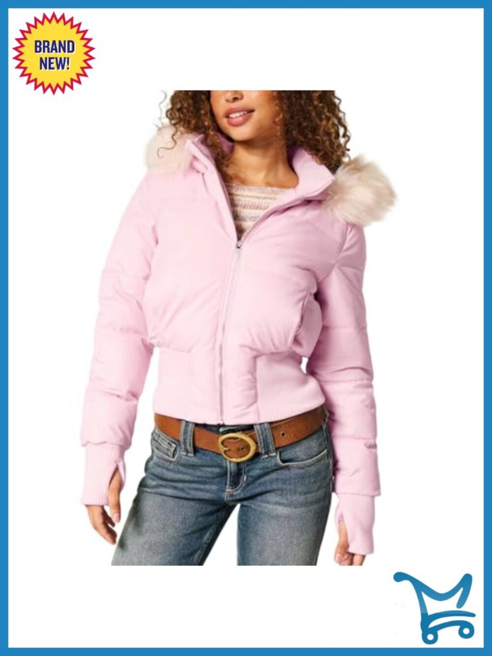 Faux Fur Trim Hooded Puffer Bomber Jacket Winter Warm Quilted Coat